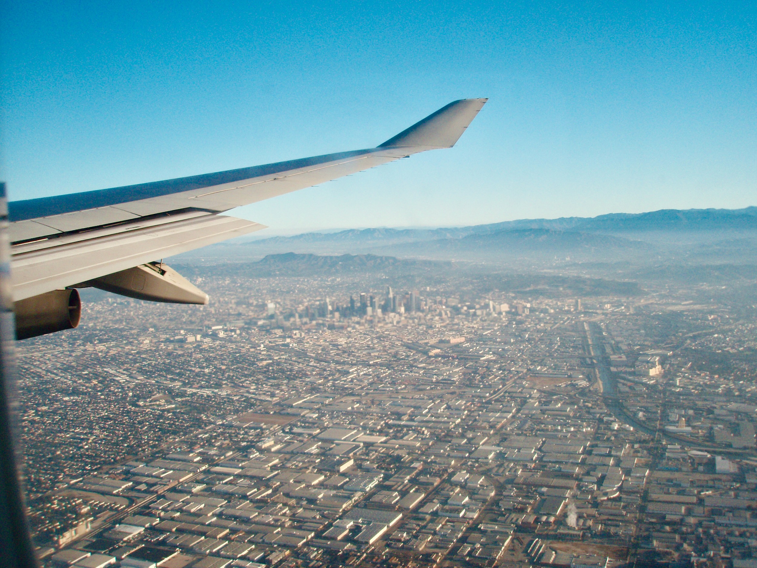 Flying into Los Angeles, California