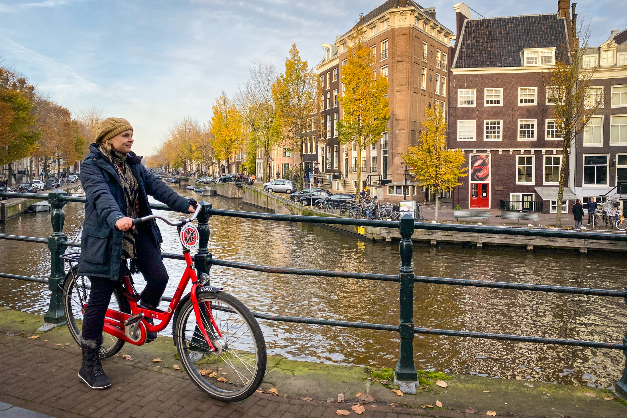 Riding a bike in Amsterdam