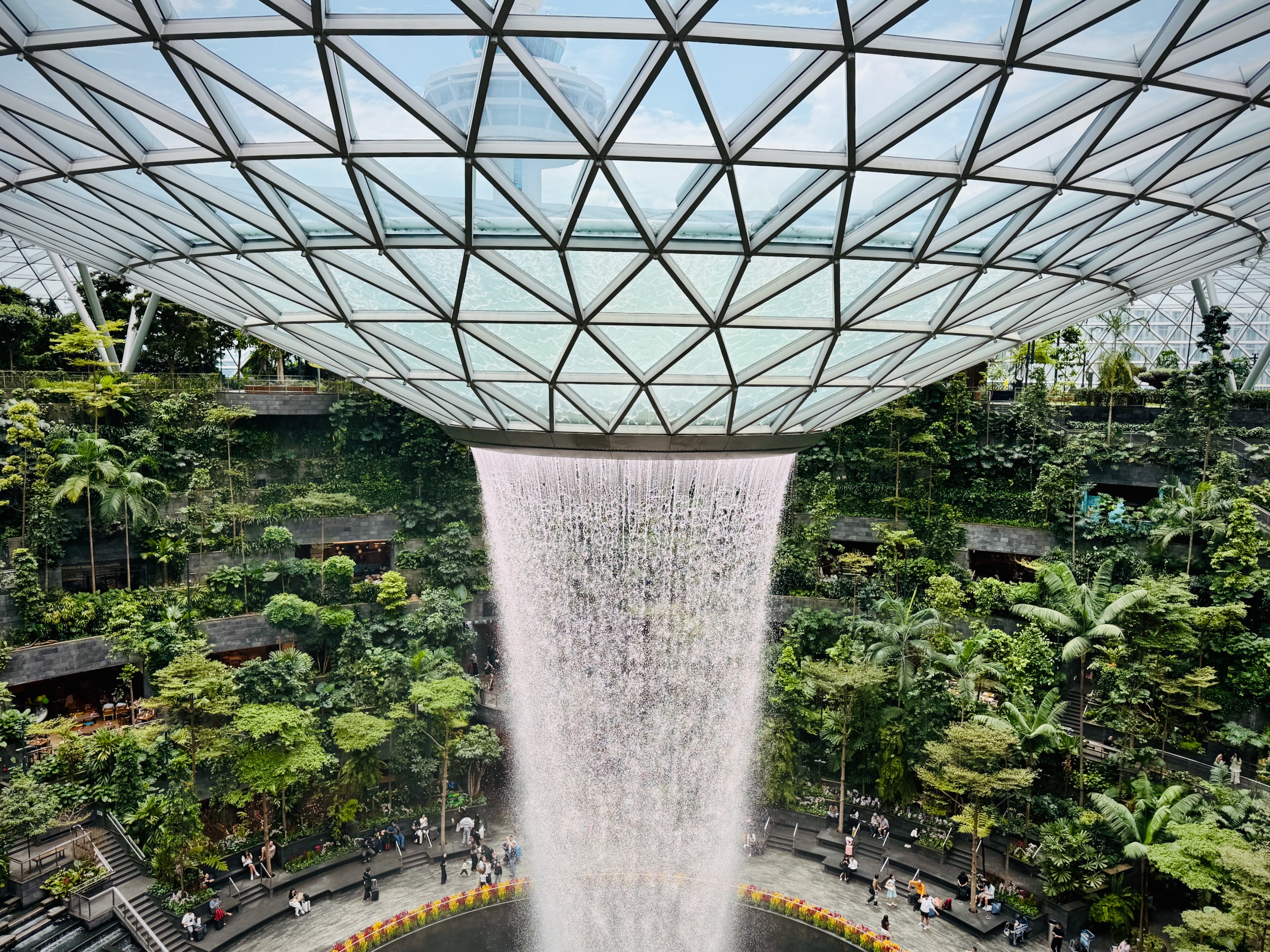 Rain Vortex as seen from the Canopy Park in Jewel Changi Airport, Singapore